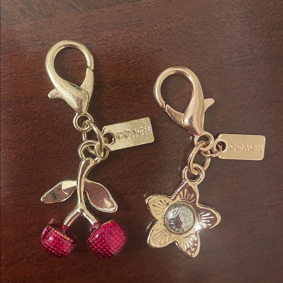 Coach Gold and Red Cherry Blossom Keychain Set - Picture 2 of 2